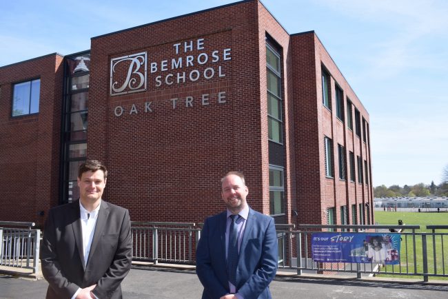 L-R Mark Fryers with James Dachtler from Bemrose School launch school transition software